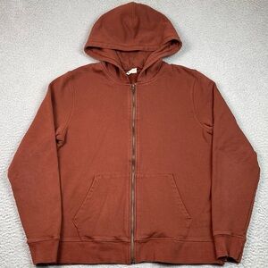 Pact Organic Cotton Hoodie Men's Size M Full Zip Sweatshirt Brick Color Medium *